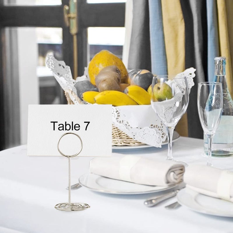 Toncoo 24 Pack Premium Table Number Holders and 24 Pcs Place Cards, Table Sign Stand, Photo Picture Holders Wedding Table Name Card Holder(Sliver) - Image 4